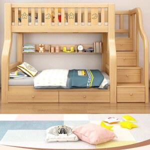 2층 원목침대 성인용 숙직실 초등학생 가정용 학생2층기숙사침대 당직실 작은방 수납함 상품