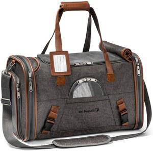 미스터 땅콩의 항공사 승인 소프트 사이드 애완동물 , 로우 프로파일 골드 시리즈 토트, 셀프 지퍼, 시트 호환성, 튼튼한 합판 베이스가 있는 푹신한 인조 플리스 침구