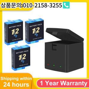 Jollmono 배터리 고프로 히어로 12 9 2000 mAh 3 가지 고속 충전기 상자 TF 카드 스토리지 액세서리