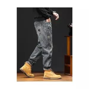 남자 편한 배기핏 청바지 찢어진 가을 겨울 패치 빈티지 배기 테이퍼드 바지 붐 SPO마켓4