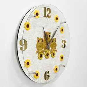 황금 주물 부엉이 가죽 아크릴 무소음 고급 벽시계 (KYR-WE20B75)