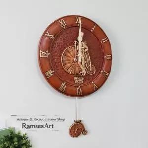 바이크젠틀신사 브라운 무소음 인테리어 벽시계 선물 (KYR-W00778C)