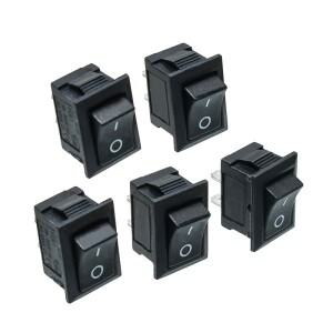 5PCS 블랙 푸시 버튼 미니 소형 호환 스위치 6A-10A 250V KCD1-101 2Pin 스냅인 On/Off 로커 21x15MM