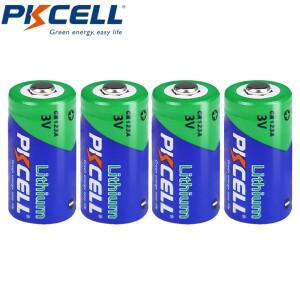 PKCELL 고용량 LiMnO2 배터리 CR123A 3V 리튬 123 카메라용 3 볼트 4개