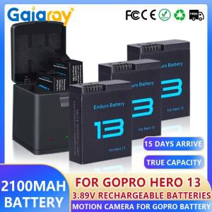 GoPro Hero 13용 2100mAh 배터리 1-3개 + 카메라 액세서리용 3슬롯 고속 충전기 박스 포함