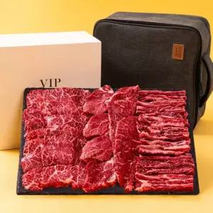 [서 진님 생산] 투쁠한우 1++등급 프리미엄 선물세트 9호 살치400 안심200 채끝200 갈비살200) 1kg