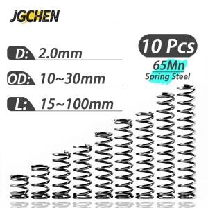 10Pcs 5Pcs 65Mn 와이어 직경 2.0mm 원통형 압축 스프링 강철 고탄성 압력 해제 기계 코일