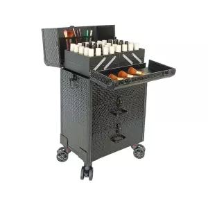 대형 메이크업 캐리어 이동식 수납 가방 트롤리 몽땅 리치 블랙 3단 바퀴분리