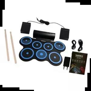 블루투스가능드럼 휴대용 삼익 전자드럼 롤패드 블루 미니 연습용 1P