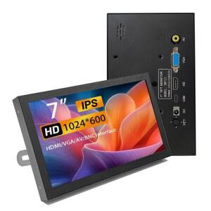 7인치 미니 모니터 HDMI, AV BNC 1024 600 LCD 화면이 내장된 휴대용 Vga 모니터, 라즈베리 파이 PC /TV /DVD /CVBS용 IPS 다기능 소형 디스플레이