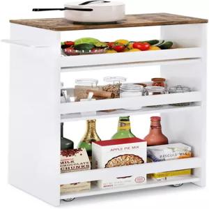 TEAMIX 4단 흰색 슬림 수납 카트 손잡이 79인치 슬라이드 아웃 롤링 유틸리티 이동식 선반 유닛 정리