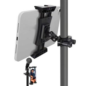 [미국배송] 마이크 스탠드용 선미그 태블릿 홀더 아이패드호환 홀더 스탠드 조절 가능 음악 마운트 회전식 휴대폰 프로 에어 미니 아이폰호환 올 스마트폰 413.5인치와 호환