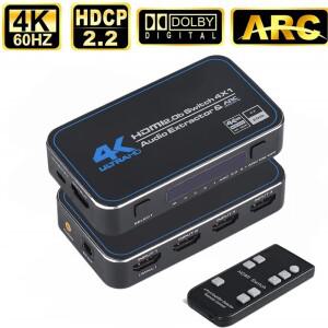 4K@60HZ HDR 4 In 1 출력 HDMI 2.0 스위치 4x1 스위처 오디오 추출기  HDCP 2.2 ARC IR 제어  플스호환 플