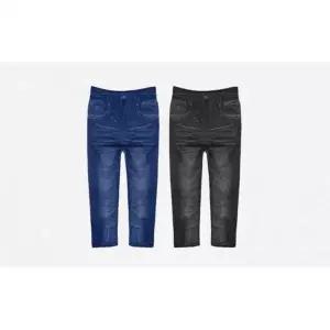 [하프클럽/]블랙 주름 블루 여자데님레깅스 워싱 데님 7부 여자청