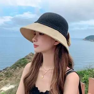 [콩심팥심]여름 썬캡 라피아햇 썬바이저 와이드 밀짚 챙넓은 여름캡모자