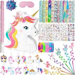 FIGEPO 유니콘 피나타 파티 스티커로 소녀 생일 용품 지원 (흰색)