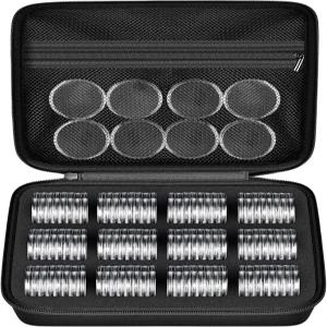 96개입 46mm 코인 캡슐 폼 개스킷 및 플라스틱 수납 정리함 포함 6가지 크기 (20/25/27/30/38/46mm) 수집