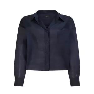 질스튜어트 뉴욕 여성 25SS 네이비 로고자수 린넨 긴팔블라우스 WJBL5B700N3