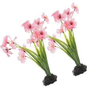 2Pcs 핑크 퍼플 블랙 하단 실크 식물 물고기 탱크 장식 수족관 용품  홈 애완 동물 제품