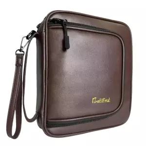 남성용 성경 커버, 가죽 커버 케이스, 액세서리용 휴대용 교회 가방 보호 책 홀더, 지퍼 포켓이 있는 남아