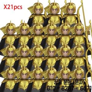 21PCS 중세 엘프 피규어 오크 육군 레이더 Vargr 기사 빌딩  아이들을위한 벽돌 장난감 선물