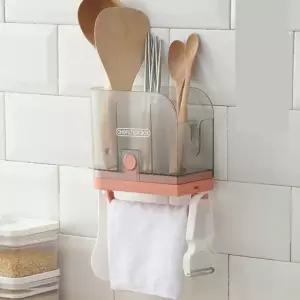 오렌지색 부엌 벽걸이수저통 다용도 다용도부엌정리 정리함 (WFKDJCR)