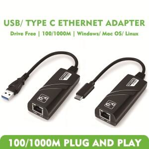 100/1000Mbps 기가비트 USB 3.0 타입 C to RJ45 LAN 이더넷 어댑터 컨버터 유선 네트워크 카드 (PC 맥북 호
