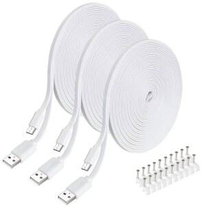 SIOCEN Wyze Cam, WyzeCam 팬, Yi YI 돔 홈 카메라, Oculus Go, Kasa, Nest Netvue, Blink용 3피스 플랫 마이크로 USB 케이블 전원 연장 코드 실내 감시 카메라 충전