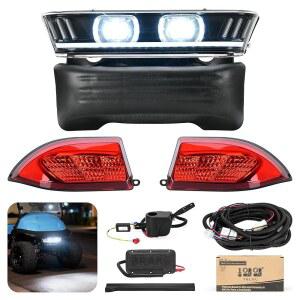 10L0L 디럭스 골프 카트 조명 키트, 클럽 카 선례 2004-2019용, 12V-72V 거리 리갈 라이트 DRL 헤드라이트 후미등 방향 지시등 스위치 혼 브레이크 패드 위험 기능 포함