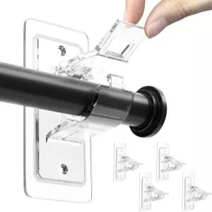 ANDGOO 4팩 드릴 커튼봉 브래킷 접착 홀더 후크0512 침실 욕실 거실 아파트용 렌터 걸이