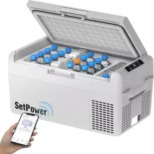 여행용 차량용 휴대용 냉동고용 이동식 12V 냉장고 50시간 백업 냉각기 21쿼터 쿨러 캠핑 트럭 밴 RV SUV