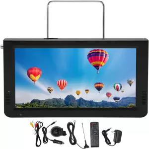 Sanpyl 10인치 휴대용 TV VGA AV USB SD 카드 슬롯 MMC 디지털 튜너 흡입 컵 및 12V 차량 충전기 리모컨