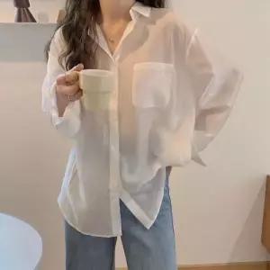 5컬러 시스루 셔츠 카라넥 블라우스 레이어드블라우스 여성스러움 쉬폰 긴팔얇은 얇은 오피스룩 카라