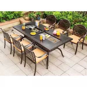 2구 그릴 주물 의자 업소용 테이블 레인지 바베큐