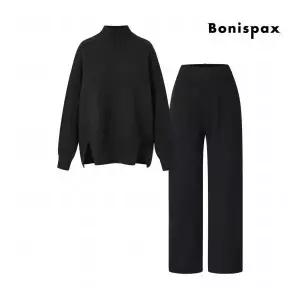 보니스팍스 원 ㅣ 반목 밑단 트임 니트 밴딩 팬츠 셋업 XP4OW006L0 134527