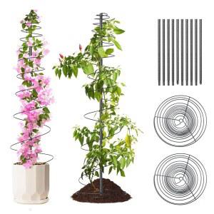 야외 등반 식물을 위한 나선형 금속 정원 트렐리스 2팩 - 센터 폴이 있는 72인치 대형 중장비 식물 지원 타워, 정원, 레이즈드 베드, 백야드, 컨테이너 가드닝용