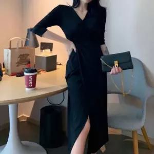 고품질 반팔원피스 카라미니원피스 블랙원피스 검은색원피 (WFKEO87)