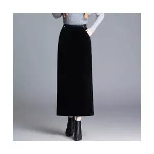 여성 데일리 H라인 스커트 스판 원턱 벨벳 트임 일자 힙업 추동 롱 스포M4