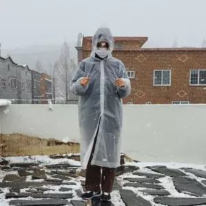 성인용 아웃도어 우비 레인코트 화이트 비옷 판초우의