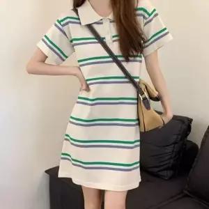 스트라이프 스트라이프원피스 미니 원피스 반팔 (WFKEOUB)