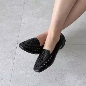 빅사이즈 소가죽 여름 펀칭 플랫 슈즈 5SS WFIQLPV