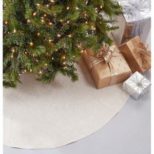 SARO 라이프스타일 리넨 크리스마스 트리 스커트 u2013 토스카나 컬렉션 내추럴 솔리드 엣지 클래식 홀리데이 농가 장식, 56인치