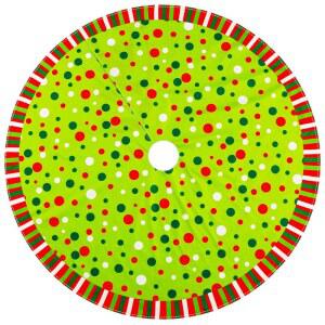 크리스마스 트리 스커트 48인치, 벨벳 스트라이프 트리밍 스커트와 레드 그린 화이트 물방울 무늬 디자인 홀리데이 파티 장식용