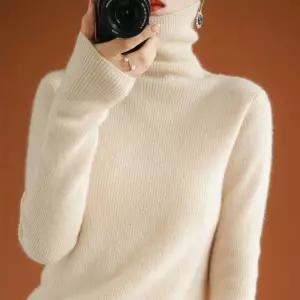 캐시미어니트 목폴라 터틀넥 앙고라 풀오버 S 100 화이트