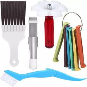 10PCS 에어컨 핀 빗 클리너 키트 AC 코일 클리닝 브러시 5가지 콘덴서 스트레이트너 증발기 라디에이터