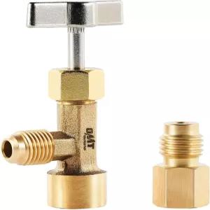 오리온 모터 테크 R134a는 1/4인치 및 1/2인치 AC 충전 호스를 장착한 탱크 어댑터 스타일의 R134a 냉매