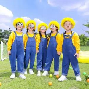 미니언즈 어린이 공연복 코스프레 긴팔 스웨트셔츠 데님 코스튬 가을 겨울 댄스 유니폼