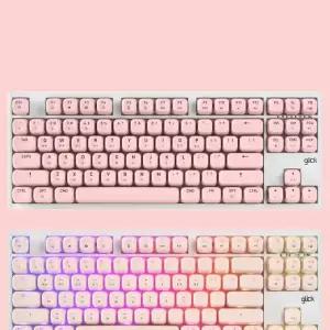 지클릭커 오피스프로 SP87K 몽당연필 윤활 기계식 무선 블루투스 키보드 베이비핑크