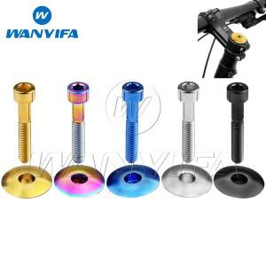 Wanyifa 티타늄 볼트 M6x35mm & 보울 커버 탑 캡 세트 1-1/8 로드 마운틴 자전거 헤드셋 스템 사이클링 부