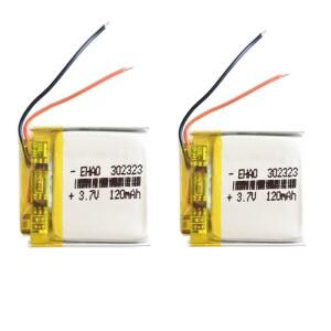 리튬 폴리머 리포 충전식 배터리 302323 MP3 GPS 블루투스 헤드셋 카메라 녹음기 스피커용 3.7V 120mAh 2개